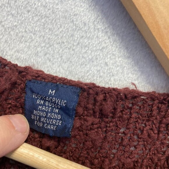 Vintage Woods & Gray Bubble Knit Sweater Womens Size Medium Chunky Mahogany Red - Picture 3 of 16